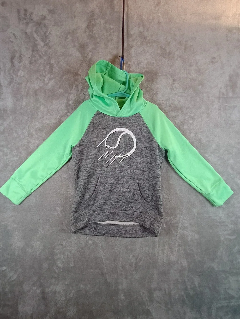 *Stains* Girls Justice Green and Gray Softball Hoodie Size 7